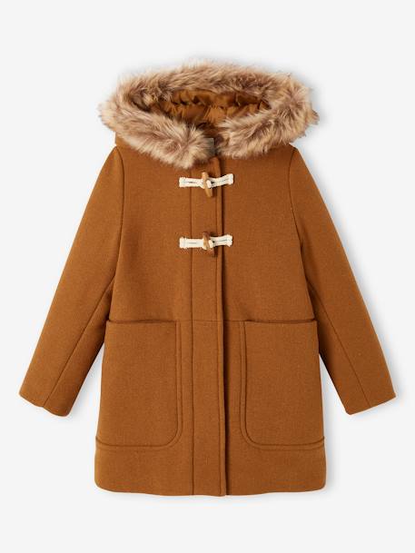 Mädchen Dufflecoat mit Kapuze & Knebelknöpfen blush+camelfarben 8