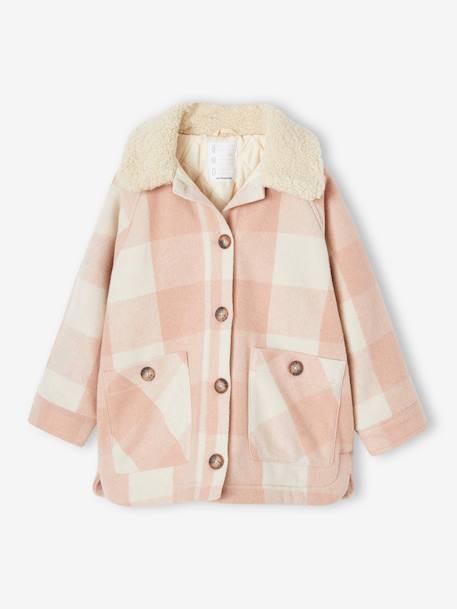 Karierte Mädchen Jacke, Overshirt - braun kariert+rosa kariert - 9