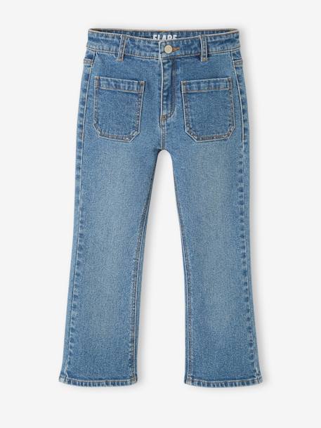 Mädchen Flare-Jeans, 7/8 blue stone+jeansblau 3