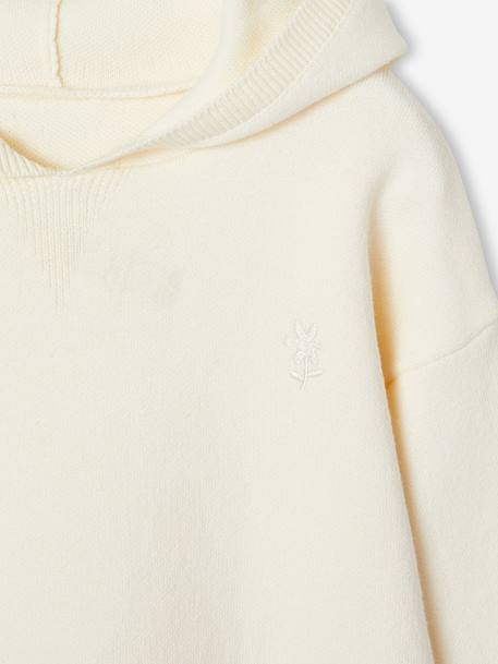 Mädchen Kapuzenpullover Oeko-Tex camel+wollweiß 6