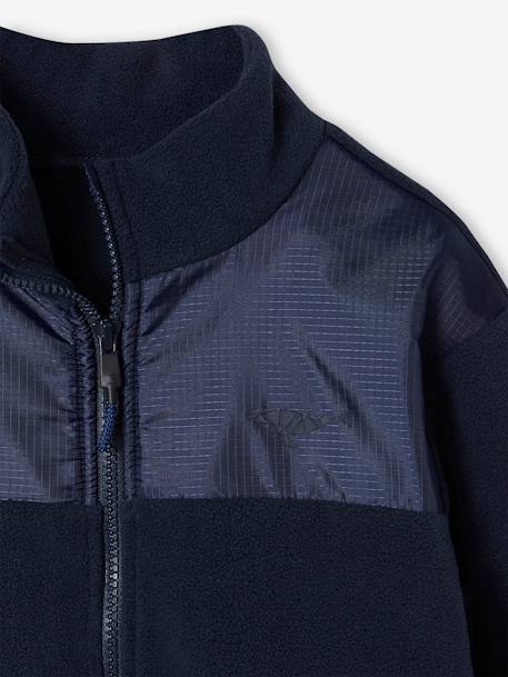 Jungen Fleecejacke mit Wal-Applikation marine+tannengrün 4