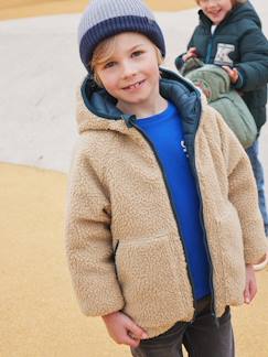 Jungenkleidung-Jungen Wende-Steppjacke mit Teddyfleece, Recycling-Polyester-Wattierung