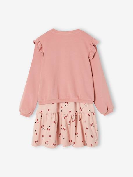 Mädchen Set: Shirtkleid & Cardigan karamell+pudrig rosa 8