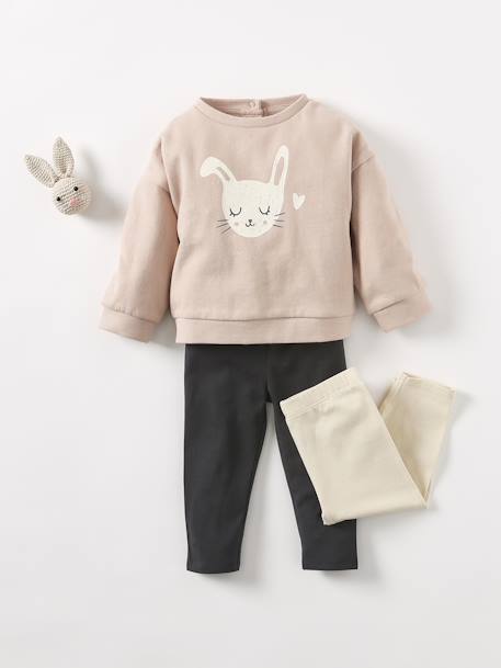 2er-Pack Mädchen Baby Leggings BASIC - nachtblau+rosa+wollweiß - 14