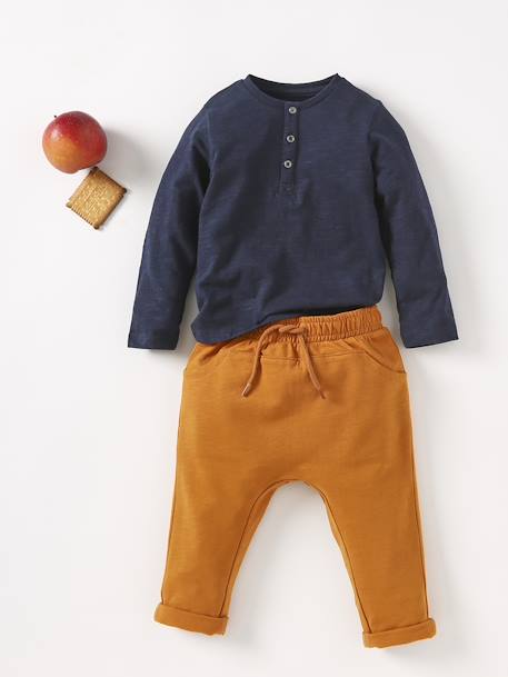 Jungen Baby Henley-Shirt BASIC, personalisierbar Oeko-Tex dunkelgrün+nachtblau+pfirsich+sand 10