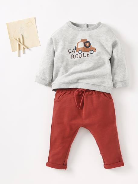 Sweathose für Jungen Baby  BASIC Oeko-Tex - dunkelblau+dunkelrosa+graublau+graugrün+hellgrau meliert+karamell+sand - 7