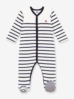 Babymode-Baby Samt-Strampler mit Streifen PETIT BATEAU