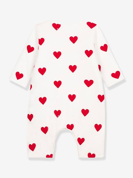 Warmer Baby Ripp-Overall mit Herzen PETIT BATEAU, Bio-Baumwolle weiß bedruckt 3