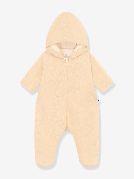 Warmer Baby Overall mit Kapuze PETIT BATEAU, Teddyfleece - beige - 1