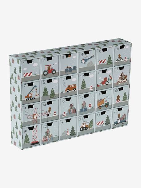 Kinder Adventskalender mit Spielzeug aus Holz FSC® hellgrau/fahrzeuge+hellgrau/waldtiere+natur+rot 2