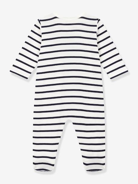 Baby Ripp-Strampler mit Streifen PETIT BATEAU weiß bedruckt 2