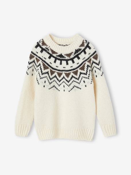 Jungen Jacquard-Pullover beige+schieferblau 3