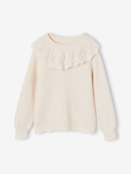 Mädchen Strickpullover mit Schalkragen - pulver beige - 2