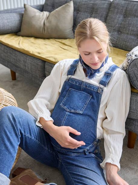 Latzjeans für Schwangerschaft & Stillzeit, Mom-Fit double stone+dunkelblau 11