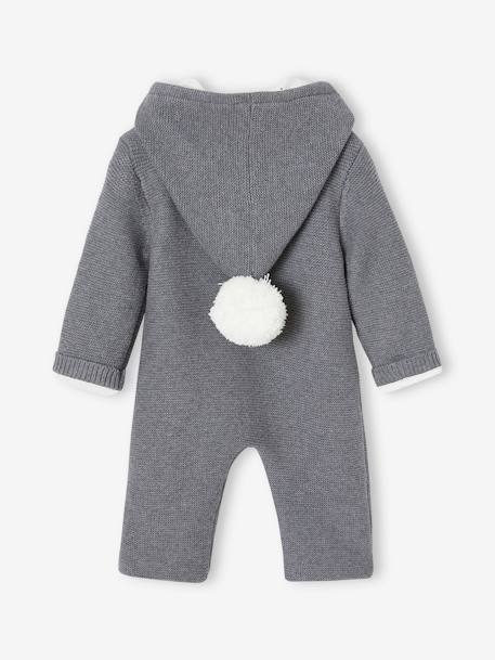 Gefütterter Baby Strick-Overall - grau meliert - 3