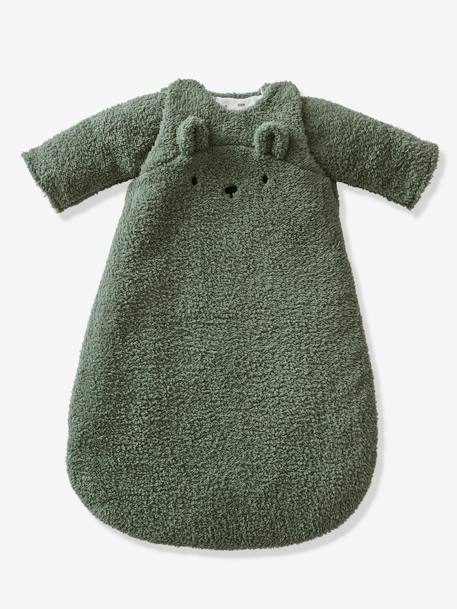 Baby Winterschlafsack GRÜNER WALD, Ärmel abnehmbar Oeko Tex - braun/bär+salbeigrün+wollweiß/eisbär - 8