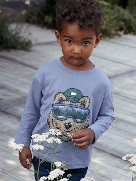 Jungen Shirt mit Recycling-Baumwolle - graublau+pekannuss - 7