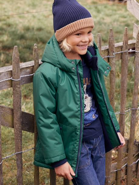 Jungen Winterjacke mit Kapuze grün 2