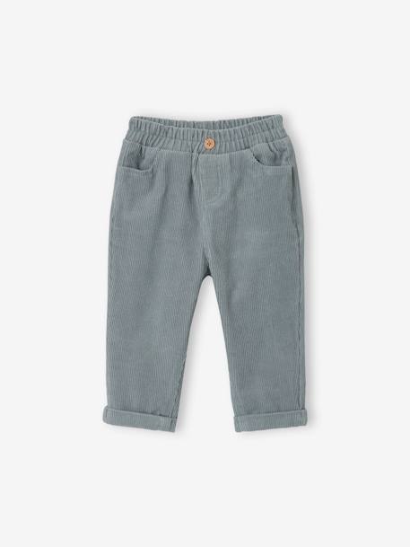 Baby Cordhose mit Dehnbund graublau+moosgrün+nachtblau 1