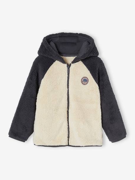 Kuschelige Jungen Kapuzensweatjacke beige 2