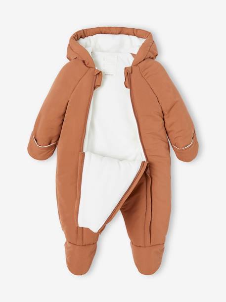 Baby Winter-Overall mit Fleecefutter, Wattierung Recycling-Polyester beige+schokolade 10