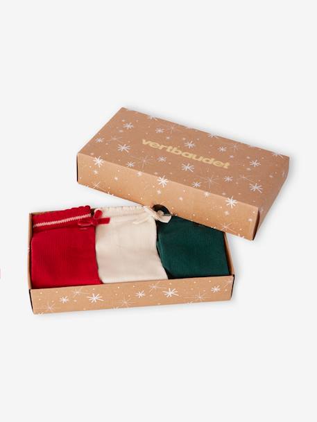 Mädchen Weihnachts-Geschenkset: 3er-Pack Socken mit Schleife rot 4