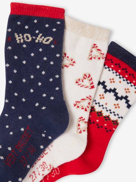 Mädchen Weihnachts-Geschenkset: 3er-Pack Socken Oeko-Tex rot 2