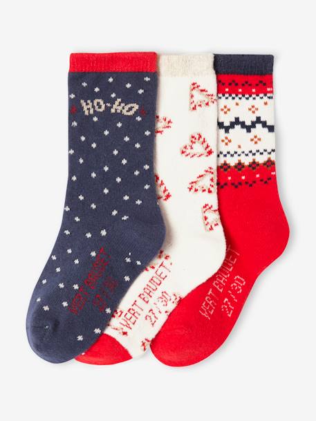 Mädchen Weihnachts-Geschenkset: 3er-Pack Socken Oeko-Tex - rot - 3