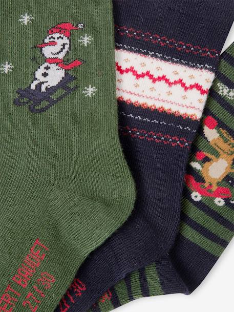 Jungen Weihnachts-Geschenkset: 3er-Pack Socken Oeko-Tex tannengrün 3