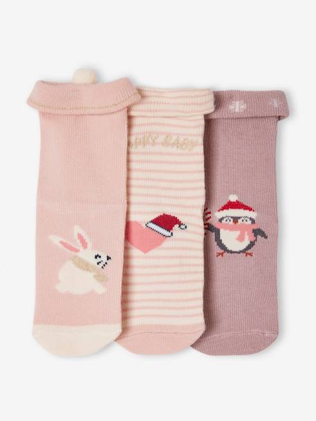 Mädchen Baby Weihnachts-Geschenkset Socken Oeko-Tex altrosa 3