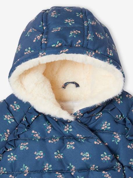 Gefütterte Baby Steppjacke, Wickelform, Recycling-Polyester - dunkelblau+zartrosa - 5