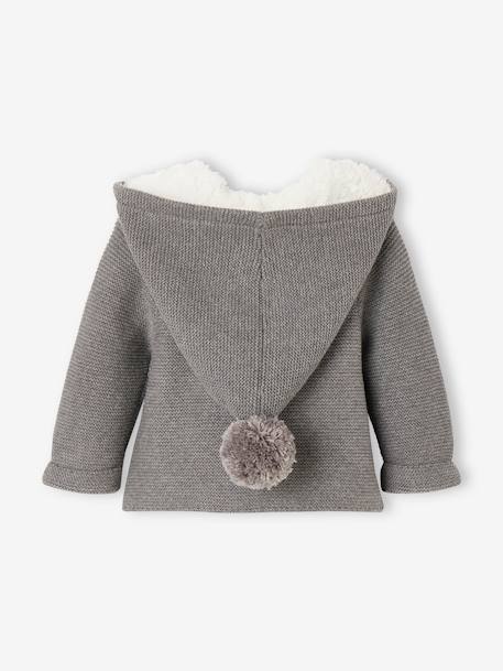 Baby Strickjacke, gefütterte Kapuze grau meliert+nachtblau+zartrosa 4