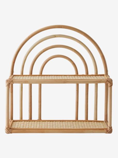 Kinderzimmer Wandregal aus Rattan BOHO, 2 Regalböden natur/regenbogen 3