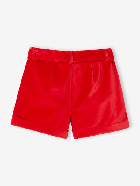 Mädchen Shorts aus Samt - aubergine+marine+rot - 9