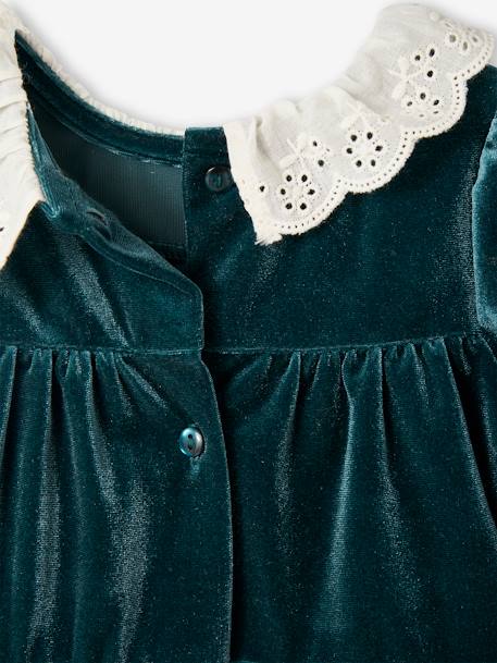 Mädchen Baby Weihnachts-Geschenkset: Samtkleid & Haarband - smaragdgrün - 6