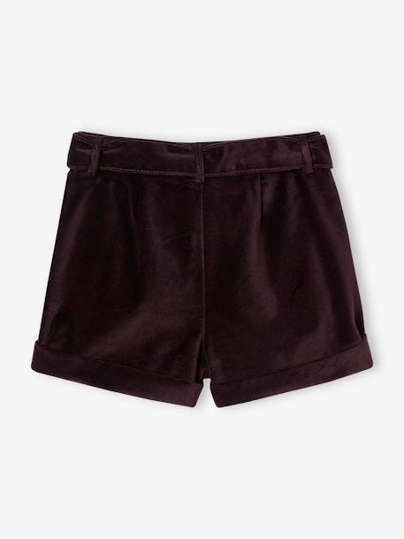 Mädchen Shorts aus Samt - aubergine+marine+rot - 2