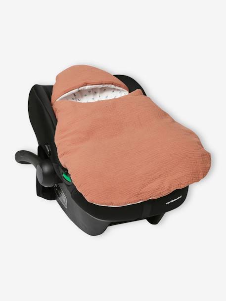 2-in-1 Baby Ausfahrsack/Wickelunterlage, Musselin, personalisierbar aqua+terrakotta 10