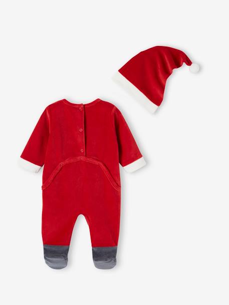 Baby Samt-Strampler & Mütze, Weihnachtsmann Oeko-Tex - rot - 5