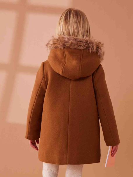 Mädchen Dufflecoat mit Kapuze & Knebelknöpfen blush+camelfarben 13