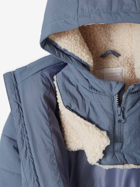 Baby Winterjacke mit abnehmbarer Kapuze, Recycling-Polyester - graublau - 9