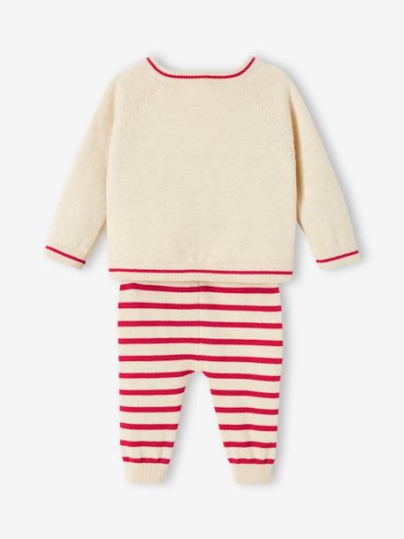 Baby Weihnachts-Set: Pullover & Hose Oeko-Tex - beige meliert - 4