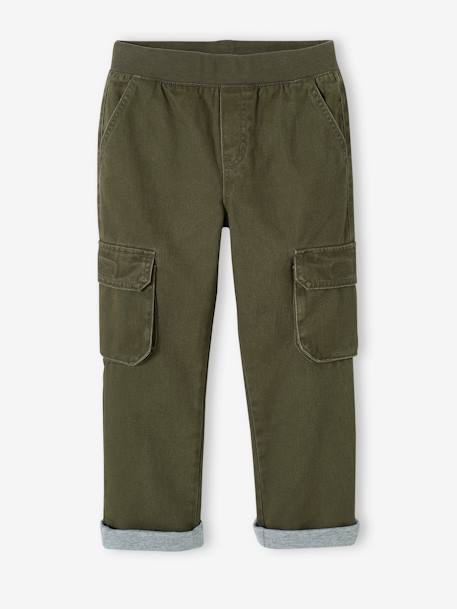 Jungen Thermo-Cargohose mit Dehnbund Oeko-Tex - khaki+nachtblau - 1