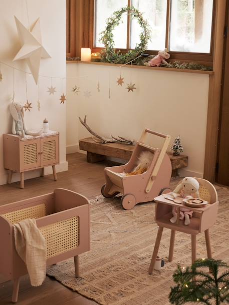 2-in-1 Puppen-Kinderwagen, Lauflernwagen Holz FSC® rosa/natur petite poesie+weiß/natur petite maison 3