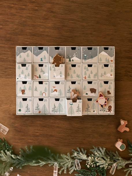 Kinder Adventskalender mit Spielzeug aus Holz FSC® hellgrau/fahrzeuge+hellgrau/waldtiere+natur+rot 8