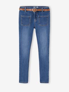 Maedchenkleidung-Jeans-Die UNVERWÜSTLICHE, robuste Mädchen Jeans, Slim-Fit mit Gürtel, Bundweite verstellbar