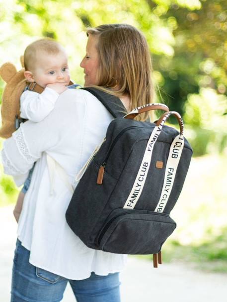 Eltern Wickelrucksack Family Club Signature CHILDHOME grün+schwarz+wollweiß 9