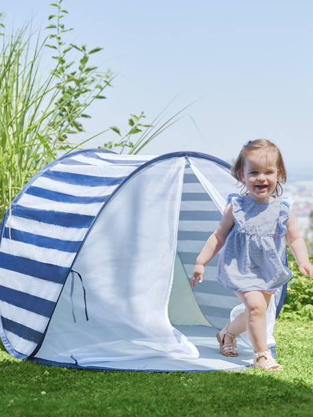 Strandmuschel mit UV-Schutz UPF 50+, Moskitonetz BABYMOOV - blau/weiß gestreift+grün - 2