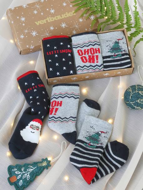 Jungen Weihnachts-Geschenkset: 3er-Pack Socken Oeko-Tex marine 1