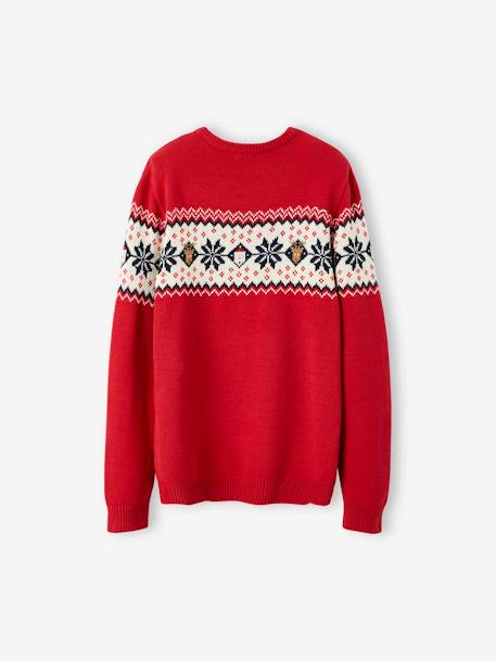 Eltern Weihnachts-Pullover Capsule Collection FAMILIE Oeko-Tex rot+tannengrün 2