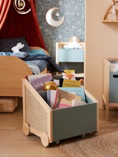 Kinderzimmer-Aufbewahrung-Kommoden & Sideboards-Kinder Bücherregal mit Rollen, Rattan POESIE